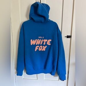 White Fox Boutique Blue Hoodie with Pink Accents